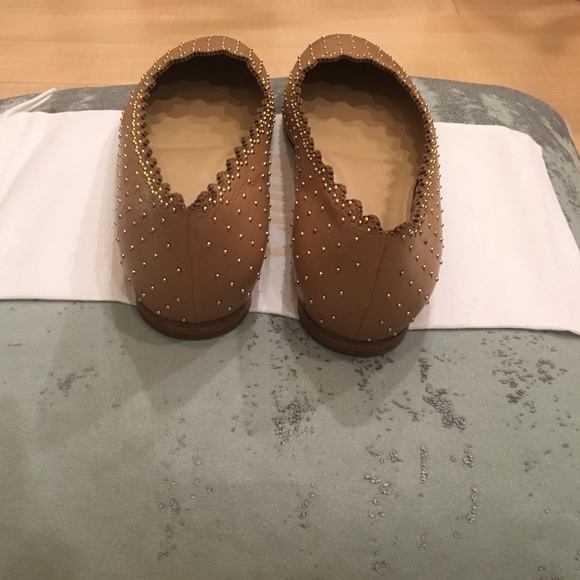‼️SOLD💯Auth New CHLOE Gold Studded Ballerinas Sz8 - Picture 4 of 7